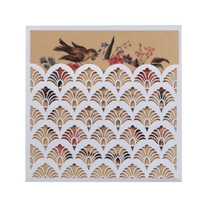 Laser Cut Hollow Wedding Invitation Cards With Pearlescent Paper Cover Satin Ribbon Bow Floral Bird Inner Kraft Card