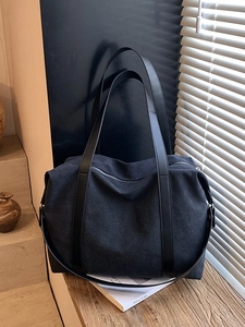 Women's Large Capacity Canvas Tote Bag Vintage Casual Shoulder Bag With PU Leather Trim Zipper Closure For Daily Travel