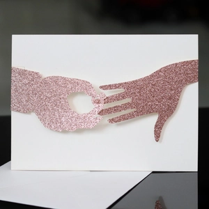 European Laser Cut Wedding Invitations Glitter Pearlescent Paper Hollow Out Hand Ring Design Celebration Invitation Card