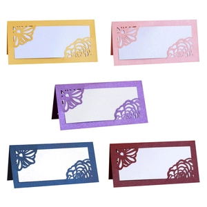 Hollow Out Laser Cut Wedding Place Cards Pearlescent Paper Table Name Cards Floral Design For Wedding Party Banquet Event