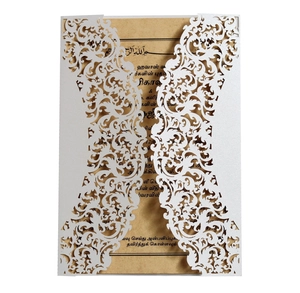 Laser Cut Wedding Invitation Pearlescent Paper Hollow Floral Lace Invitation For Marriage Engagement Baptism Party Event