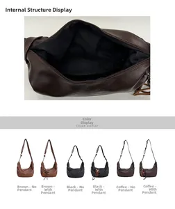 Detailed view of large crossbody tote bag internal structure and matte PU leather colors