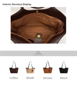 Détail de l'intérieur du grand sac fourre-tout avec poche zippée et quatre couleurs mates