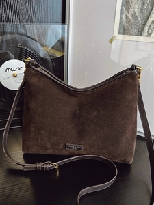 Borsa a Secchiello Retro in PU Texture Camoscio Satinato Donna Autunno Inverno Pendolare Borsa a Tracolla Grande Capacità Tote Hobo
