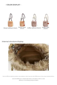 Detailansicht der Plüsch-Beuteltasche mit Hirschmuster, Kordelzug und weichem Innenfutter