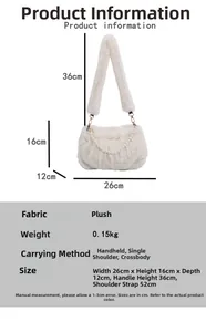 Spécifications de taille pour ce sac à main blanc pelucheux avec chaîne en perles