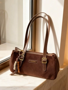 Borsa Sottobraccio Donna Vintage a Tracolla in Pelle PU a Trama Opaca Borsa alla Moda con Pendente a Perline Versatile