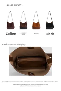 Detailed view of bucket bag with magnetic closure and removable zipper pouch accessory