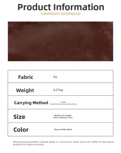 Detailed size and weight chart for the vintage large capacity PU leather tote bag