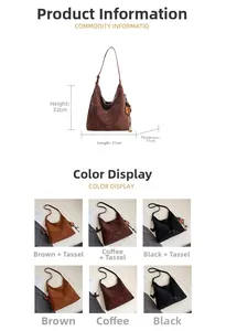 Detailed size chart and color options for large vintage faux leather tote bags