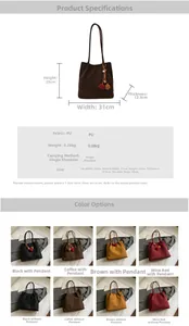 Size chart for the suede shoulder bag with detailed dimensions and technical specs