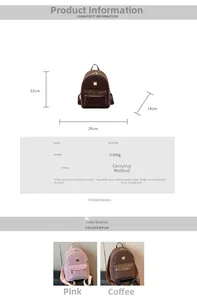 Dimensions du sac à dos léopard en suédine disponible en rose et marron foncé