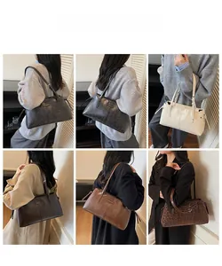 Collage of chic shoulder bags in various colors showing retro daily fashion styling