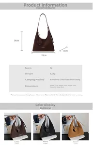 Detailed dimension guide for large PU hobo shoulder bag with sizing and strap info