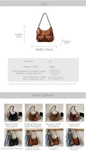 Detailed size chart and multi-color options for the large capacity PU leather tote bag