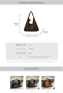 Spécifications de taille pour le grand sac hobo en cuir PU avec motif étoilé