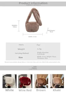 Detailed view of plush faux fur crossbody bag dimensions and four available colors