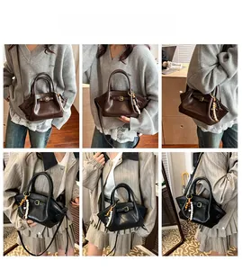 Detailed views of the stylish winged handbag with decorative bead charms in brown and black