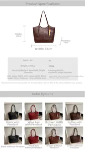 Tabella taglie e varianti colore per la grande borsa tote vintage in pelle PU