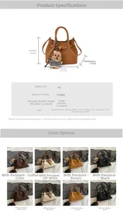 Guide des tailles du sac à bandoulière en cuir PU avec charm ours et dimensions