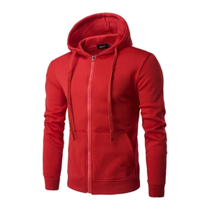 Sweat à capuche zippé rouge pour homme avec cordon de serrage et poches de sport