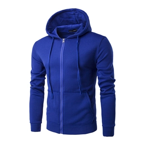 Sweat à capuche zippé bleu marine pour hommes avec poches kangourou et cordon serrage