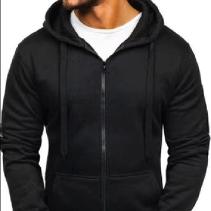 Sweat à capuche zippé noir pour hommes et femmes avec cordon et grandes poches