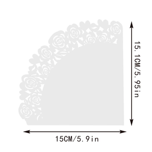 Hollow rose paper cone for wedding confetti with size dimensions 15.1cm by 15cm