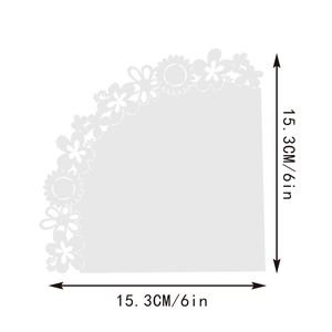 Detailed view of white laser-cut sunflower pattern lace paper measuring 6 inches wide