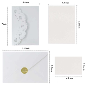 Lot d'invitations de mariage découpées au laser avec enveloppes et sceaux en carton blanc