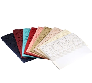 Elegant laser cut lace wedding invitations in multiple colors with floral pattern