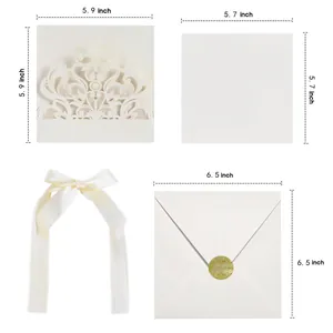 Detailed size specifications for laser cut wedding invitations with square envelopes