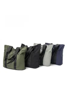 Collection of large capacity tote bags in green, black, grey and blue for daily use