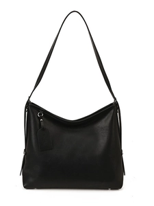 Minimalist black large capacity crossbody hobo bag with smooth leather texture and shoulder strap