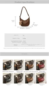 Detailed size chart for the PU leather tote bag with precise dimensions and weight info