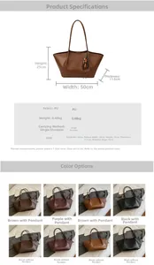 Detailed size specifications for large vintage wax leather tote bag for women