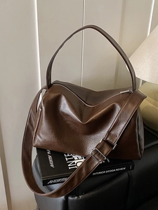 Damen PU Leder Tote Bag Große Kapazität Retro Minimalistische Plissee Umhängetasche Urban Commuter Weiche Handtasche Für Alltag