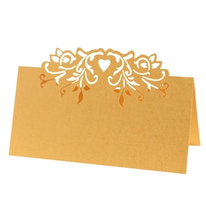 Laser Cut Heart Flower Hollow Place Cards For Wedding Banquet Party Table Decoration Pearlescent Paper Name Seat Guest Cards