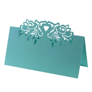 Tiffany blue laser cut heart seat card for wedding receptions and banquet tables