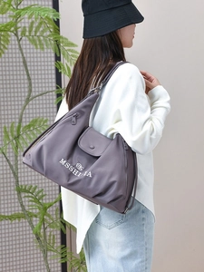Versatile purple nylon tote bag with large capacity for daily casual commuting
