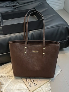 Vintage Minimalist Large Capacity Tote Bag For Women PU Leather Solid Color Shoulder Bag Daily Commute Fashion Handbag