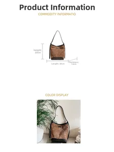 Leopard print bucket bag dimensions: 30cm length, 30cm height and 12cm width detail