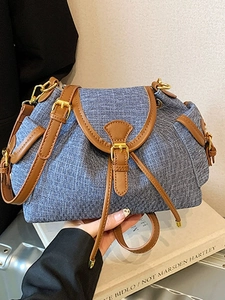 Retro Vintage Frosted PU Leather Bucket Bag For Women Fashion Drawstring Pleated Shoulder Crossbody Bag Casual Daily Bag
