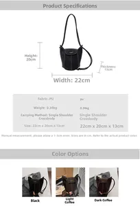 Spécifications détaillées de taille et comparaison des couleurs du sac seau en daim