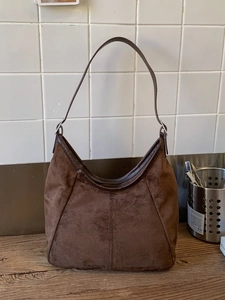 Sac Sous le Bras en Suédine pour Femmes Seau Givré Rétro Hobo Minimaliste Sac Cabas Sophistiqué pour Déplacement Quotidien