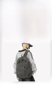 Deep grey checkered mountain series backpack with ergonomic sponge shoulder straps
