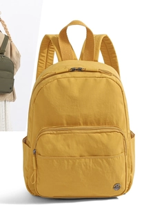 Lightweight yellow nylon backpack with M FASHION logo for casual outdoor travel