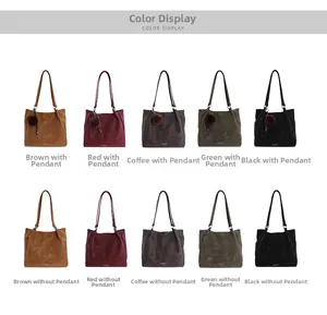 Color display of large capacity tote bags in five matte finishes with optional pompom charms