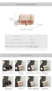 Detailed size specifications for women's crossbody bag with woven texture design