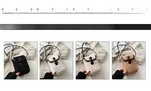 Mini lamb wool crossbody bag in four colors with leather buckle and slim shoulder strap